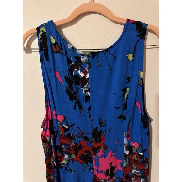 Chelsea & Theodore Women's Size XL Full Bloom Blue Floral Sleeveless Dress Flowy - Picture 5 of 6